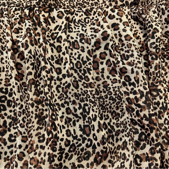 1.STATE Leopard Print Long Sleeve Babydoll Mini Dress - Size L - Picture 9 of 10